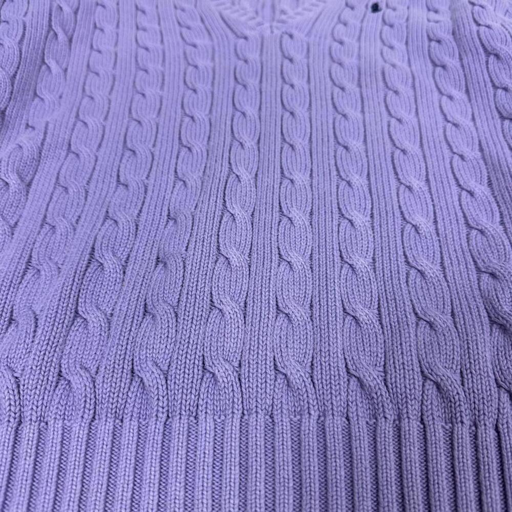 Polo Ralph Lauren sport 3d cable knit woman’s cropped purple sweater lilac XL - Picture 2 of 6